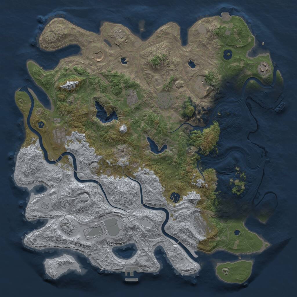 Rust Map: Procedural Map, Size: 4500, Seed: 111630464, 17 Monuments