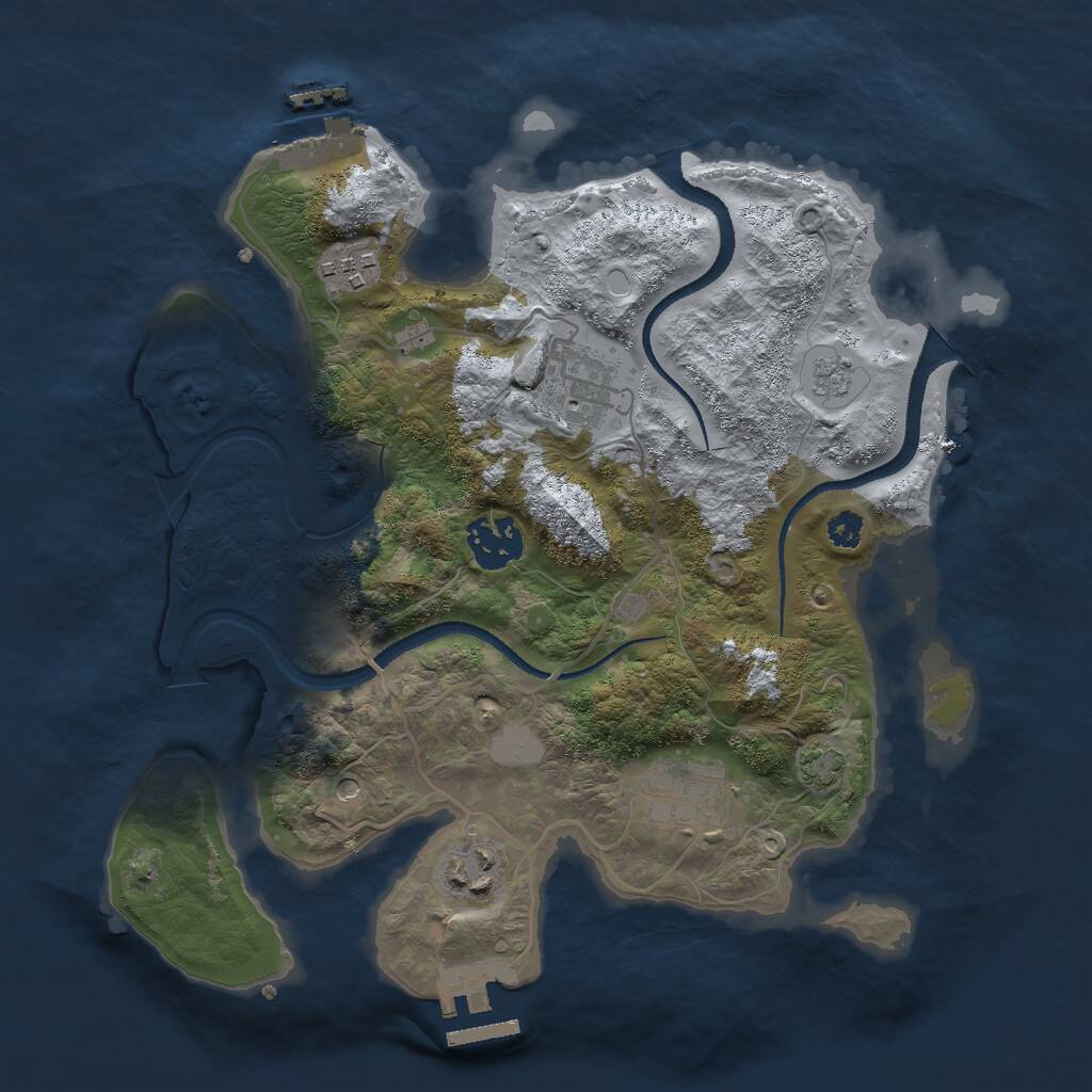 Rust Map: Procedural Map, Size: 3000, Seed: 158796, 11 Monuments