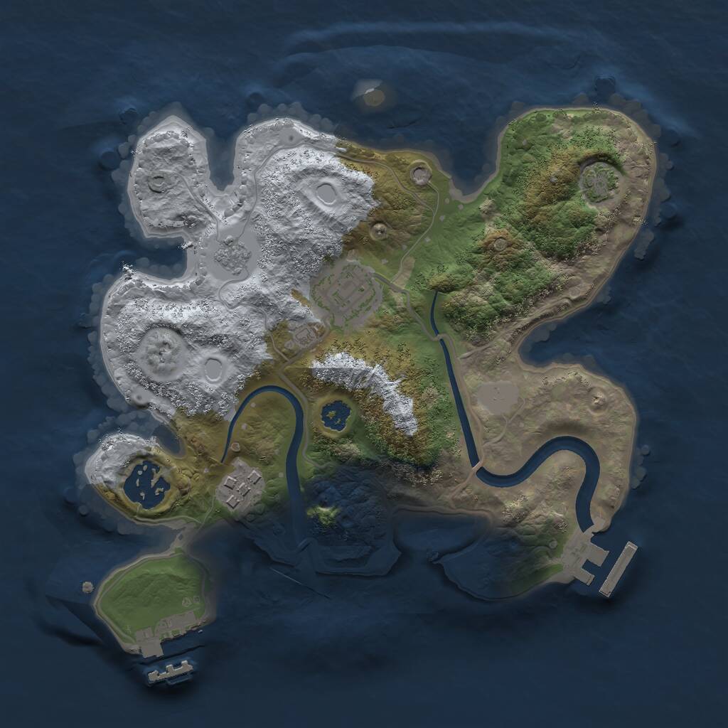 Rust Map: Procedural Map, Size: 2500, Seed: 31845493, 8 Monuments
