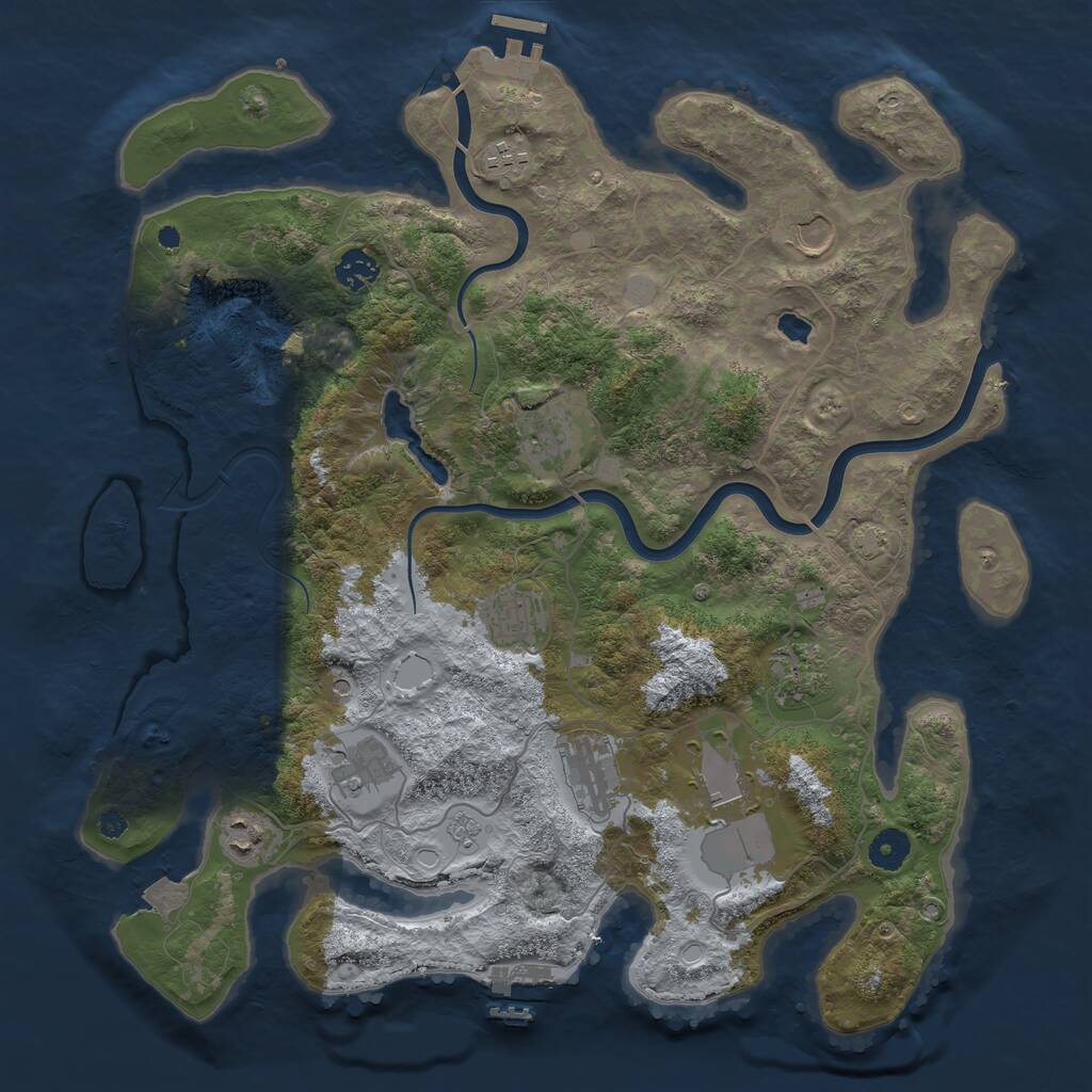 Rust Map: Procedural Map, Size: 4000, Seed: 28779, 16 Monuments