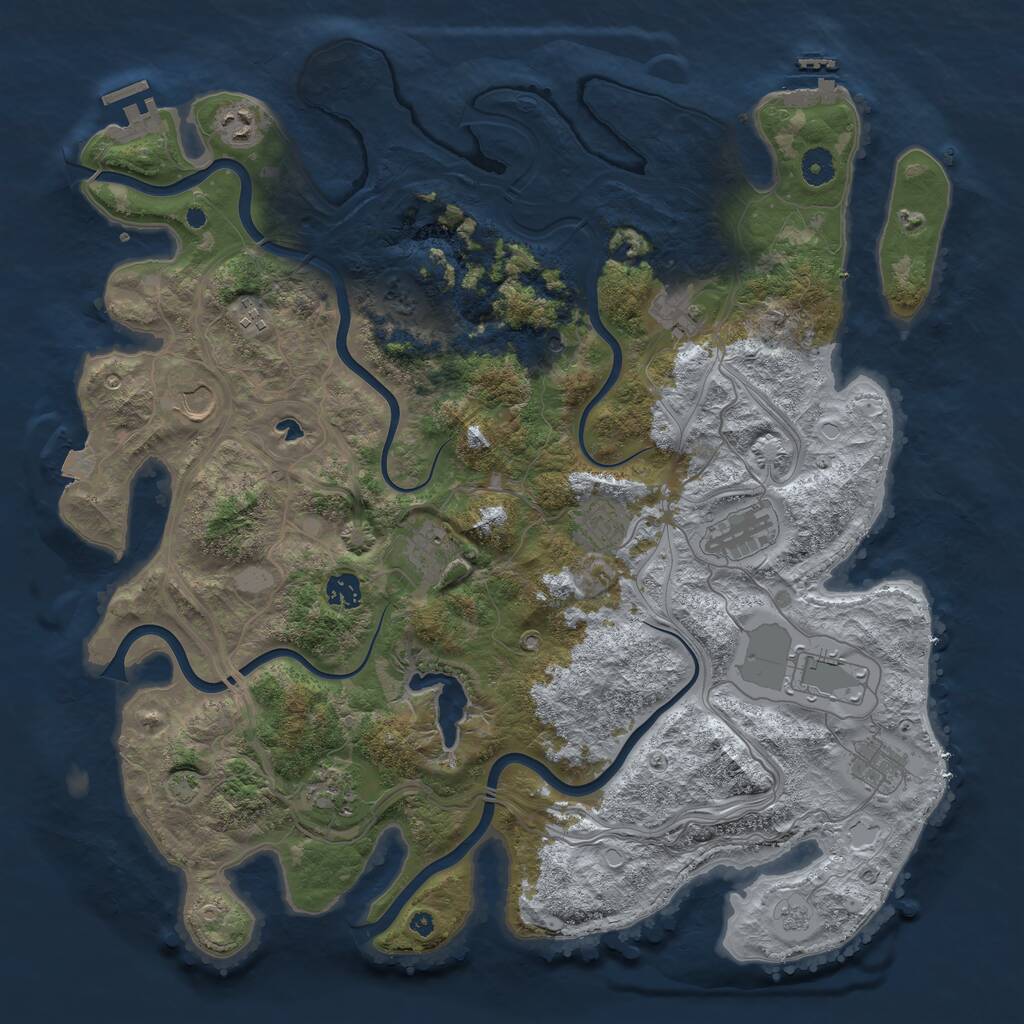 Rust Map: Procedural Map, Size: 4300, Seed: 910911, 17 Monuments