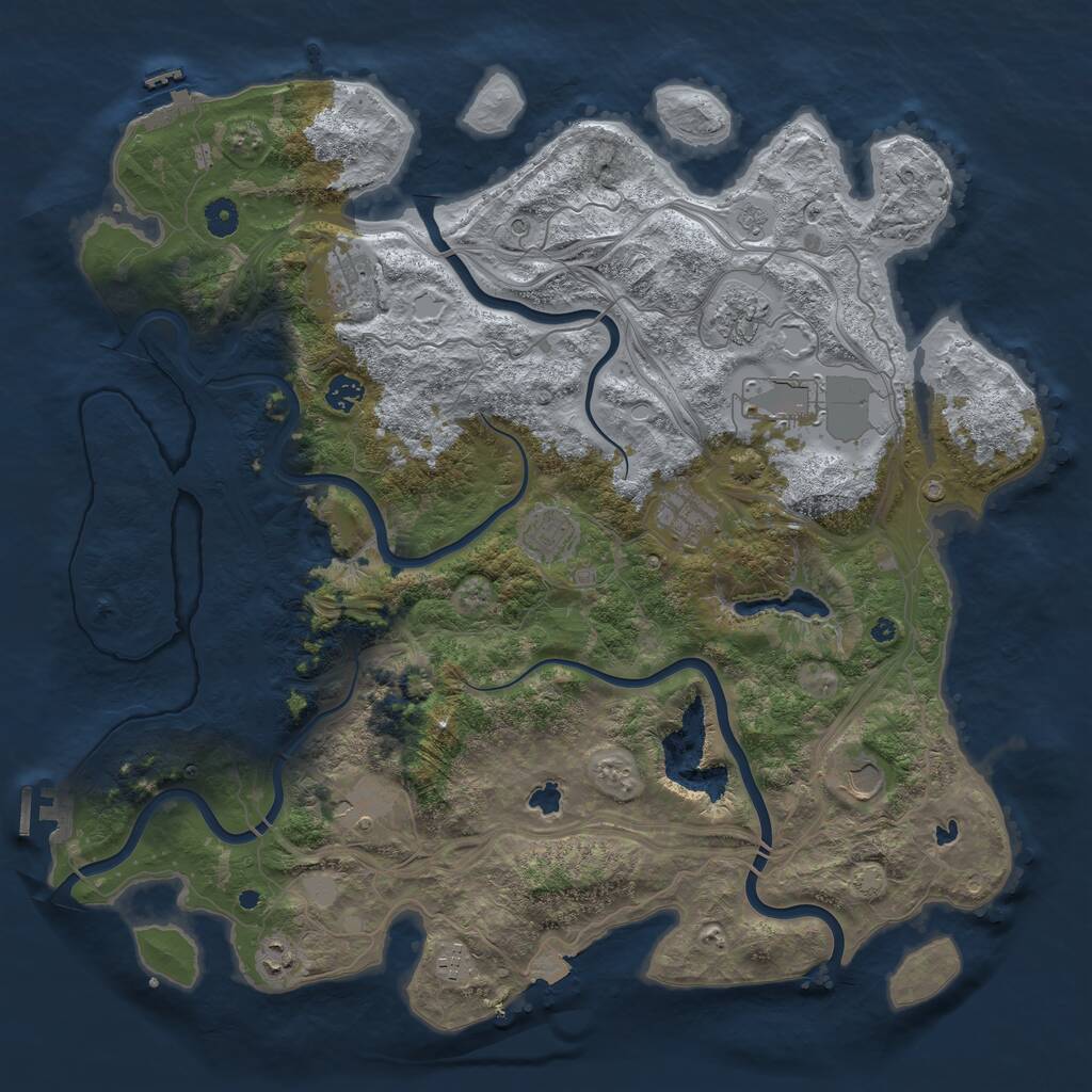Rust Map: Procedural Map, Size: 4500, Seed: 1319531530, 16 Monuments
