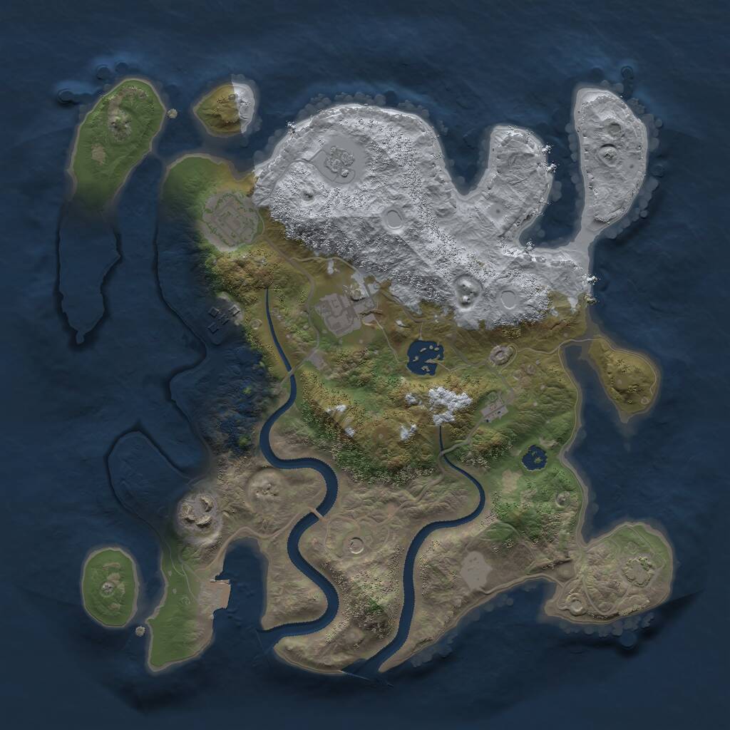 Rust Map: Procedural Map, Size: 3000, Seed: 1193799413, 9 Monuments