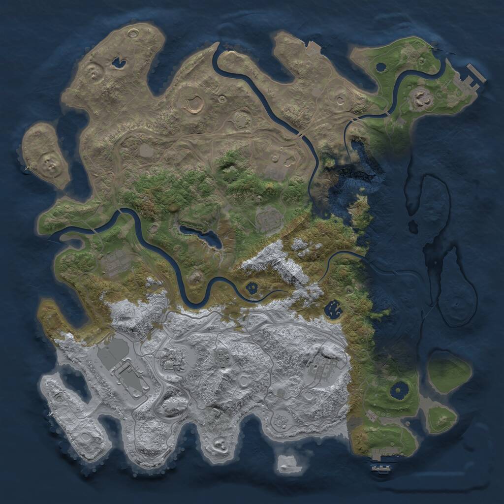 Rust Map: Procedural Map, Size: 4250, Seed: 594030241, 16 Monuments