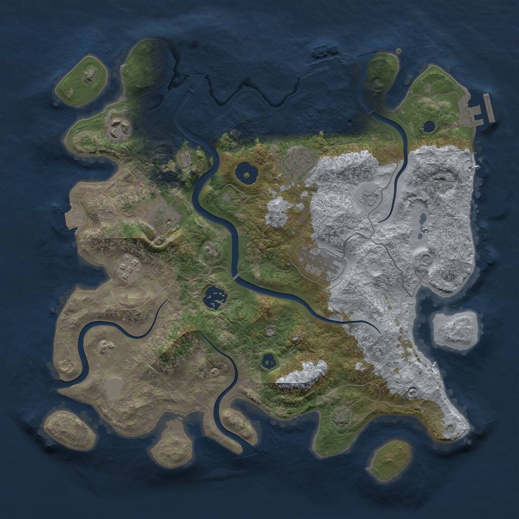 Rust Map: Procedural Map, Size: 3500, Seed: 940939374, 12 Monuments