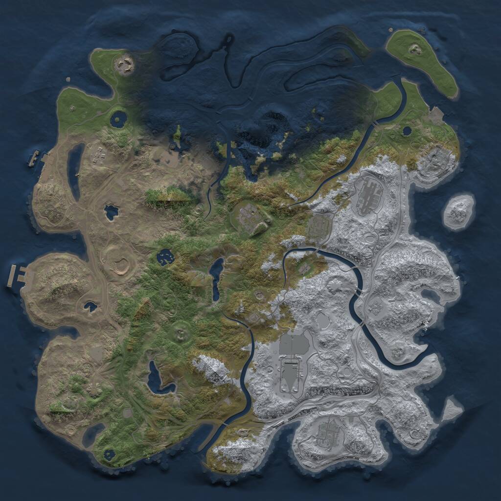 Rust Map: Procedural Map, Size: 4500, Seed: 1592373578, 16 Monuments