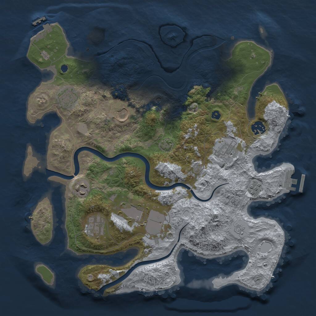 Rust Map: Procedural Map, Size: 3500, Seed: 89657845, 14 Monuments