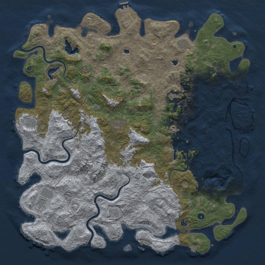 Rust Map: Procedural Map, Size: 6000, Seed: 65867691, 17 Monuments
