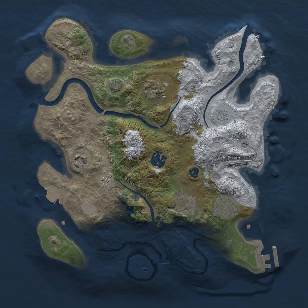 Rust Map: Procedural Map, Size: 3000, Seed: 1336955008, 11 Monuments