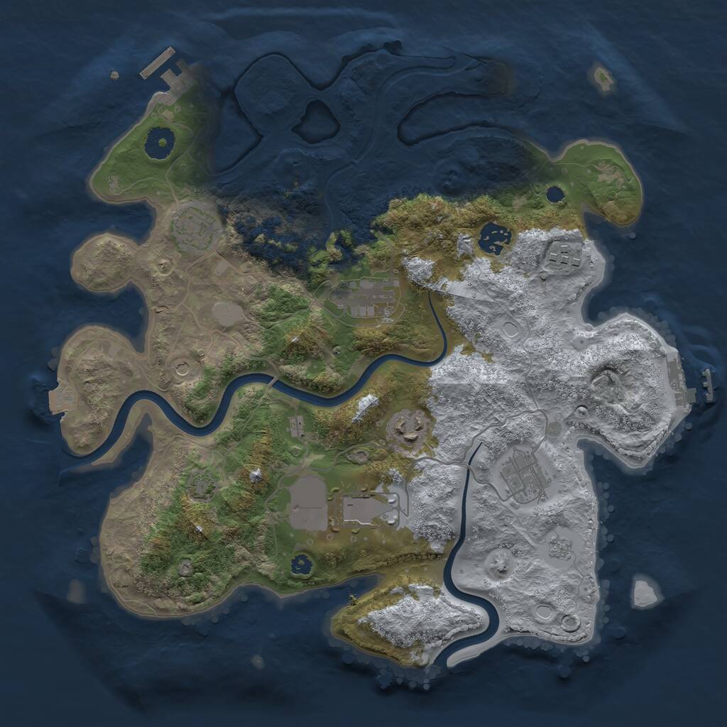 Rust Map: Procedural Map, Size: 3500, Seed: 796034785, 13 Monuments
