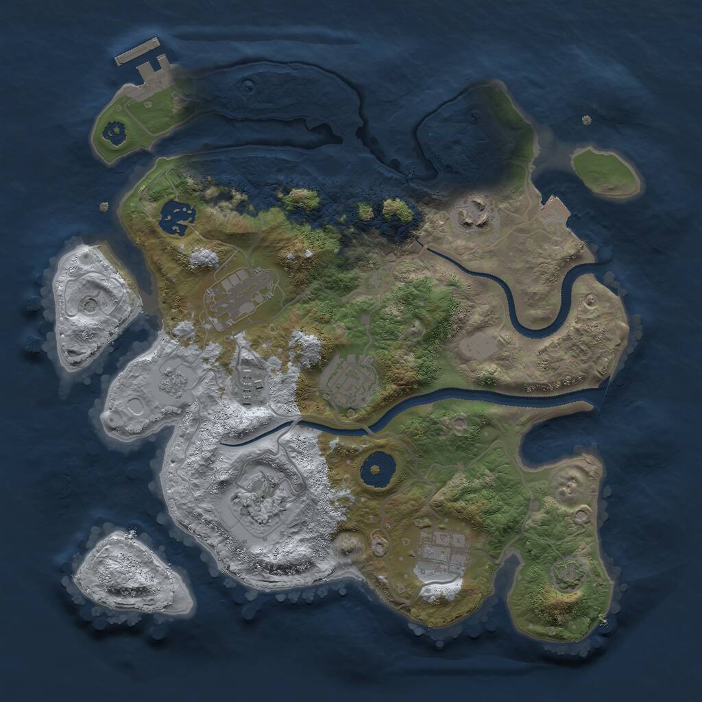 Rust Map: Procedural Map, Size: 3000, Seed: 20443, 12 Monuments