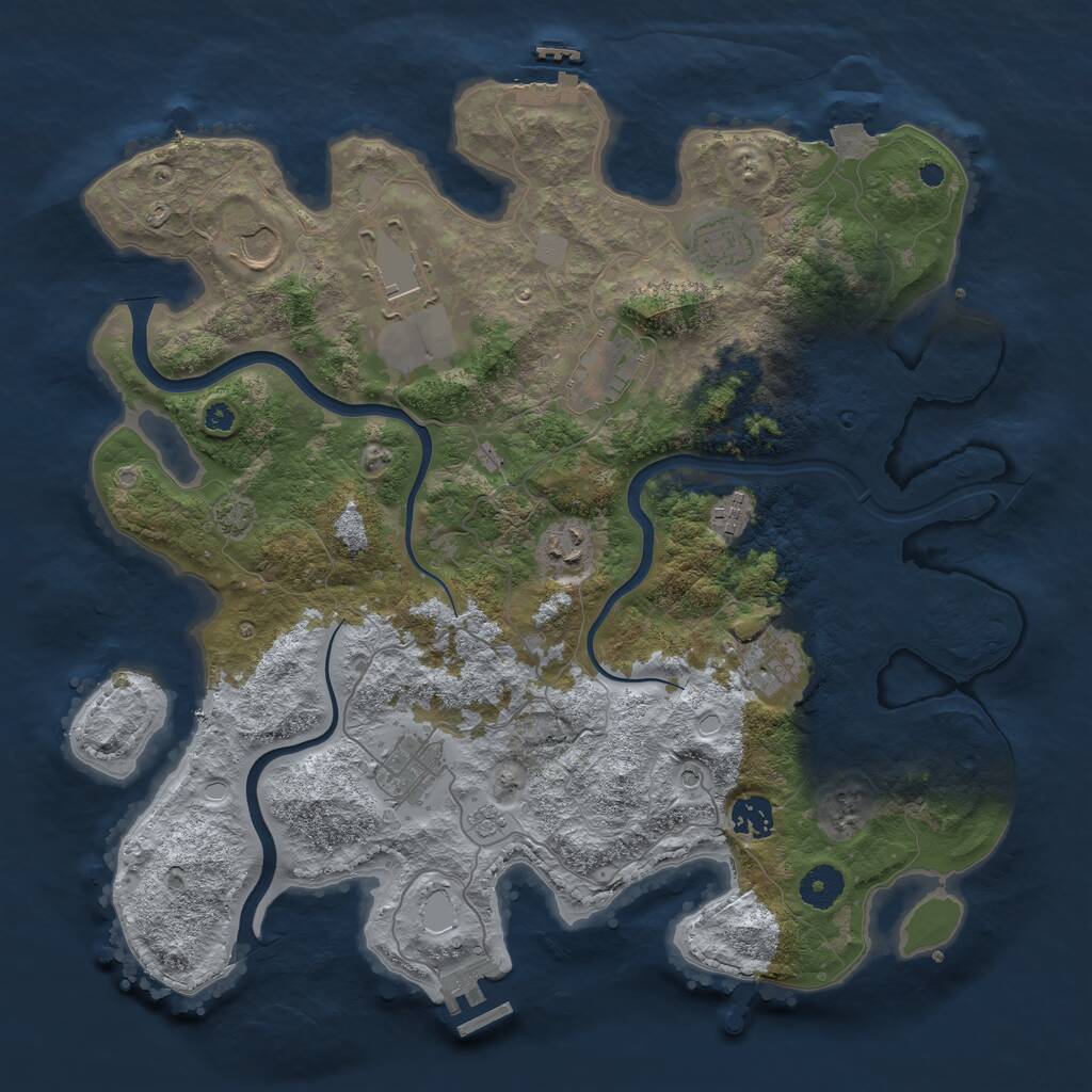 Rust Map: Procedural Map, Size: 3800, Seed: 368495, 15 Monuments