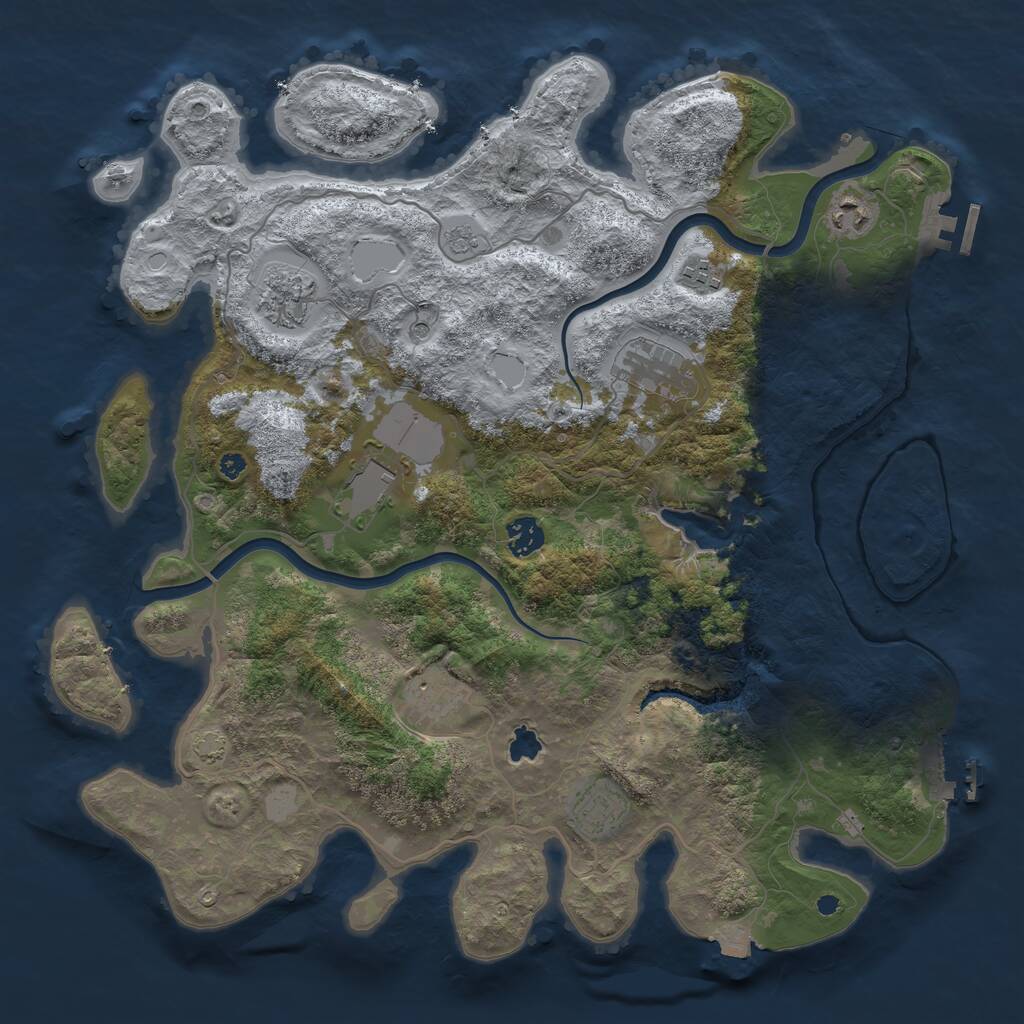 Rust Map: Procedural Map, Size: 4000, Seed: 835, 14 Monuments