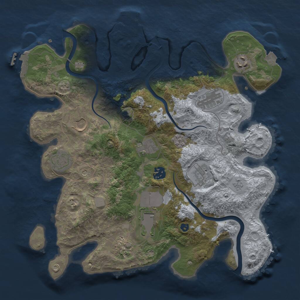 Rust Map: Procedural Map, Size: 3500, Seed: 7081966, 16 Monuments