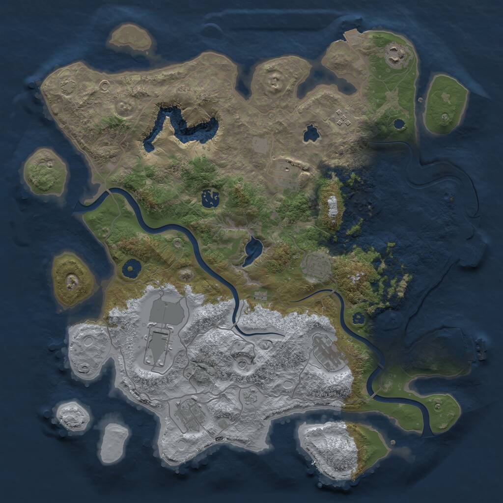 Rust Map: Procedural Map, Size: 4000, Seed: 632197845, 14 Monuments