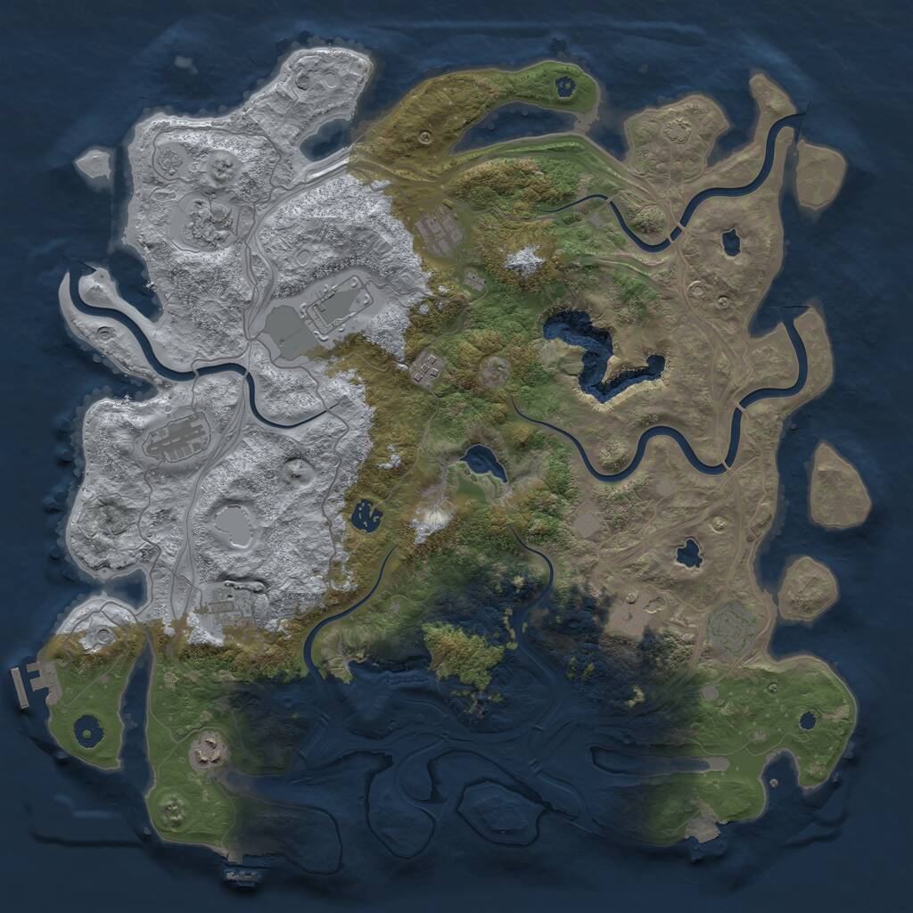 Rust Map: Procedural Map, Size: 4500, Seed: 616430346, 16 Monuments