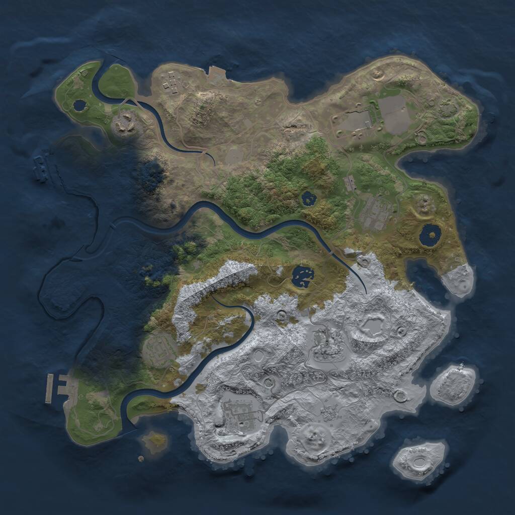 Rust Map: Procedural Map, Size: 3500, Seed: 8677865, 14 Monuments