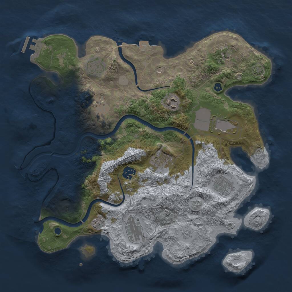 Rust Map: Procedural Map, Size: 3500, Seed: 8677865, 15 Monuments