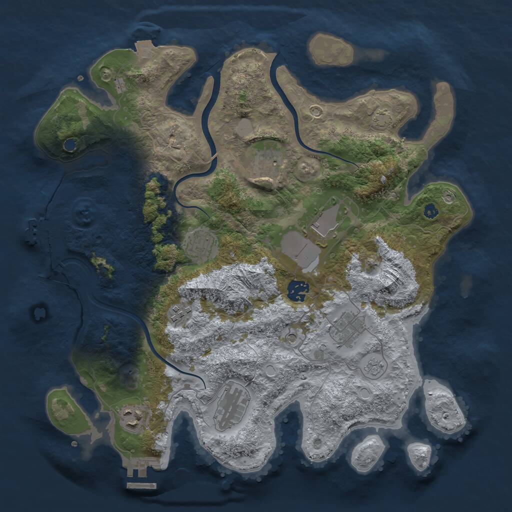 Rust Map: Procedural Map, Size: 3500, Seed: 2118117075, 14 Monuments