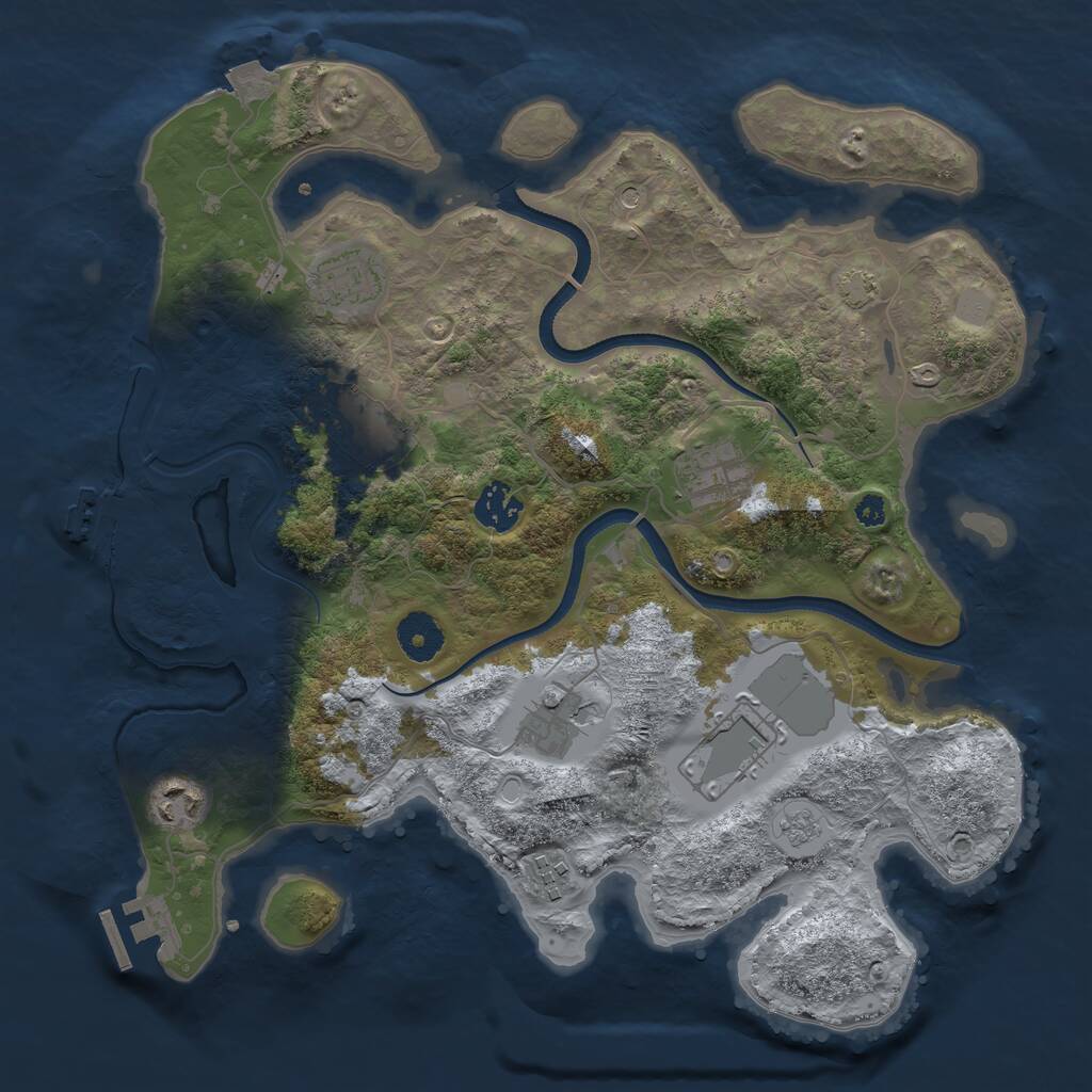 Rust Map: Procedural Map, Size: 3500, Seed: 523517891, 14 Monuments