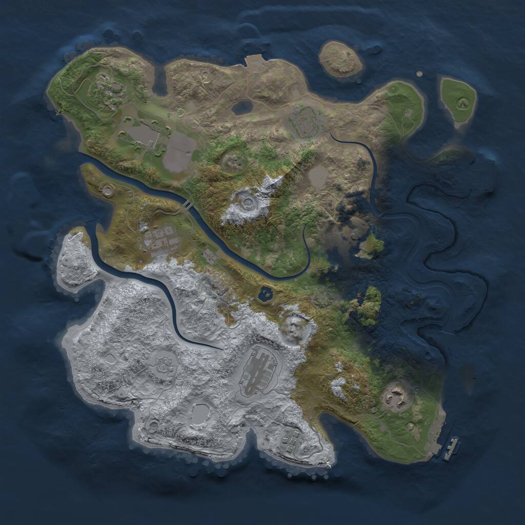 Rust Map: Procedural Map, Size: 3500, Seed: 291589123, 14 Monuments