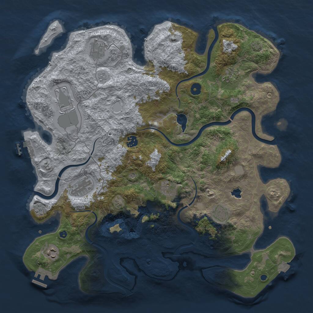 Rust Map: Procedural Map, Size: 4096, Seed: 32345, 15 Monuments