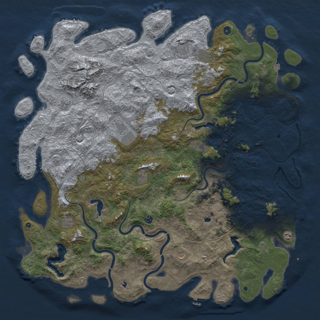 Rust Map: Procedural Map, Size: 6000, Seed: 166692, 17 Monuments