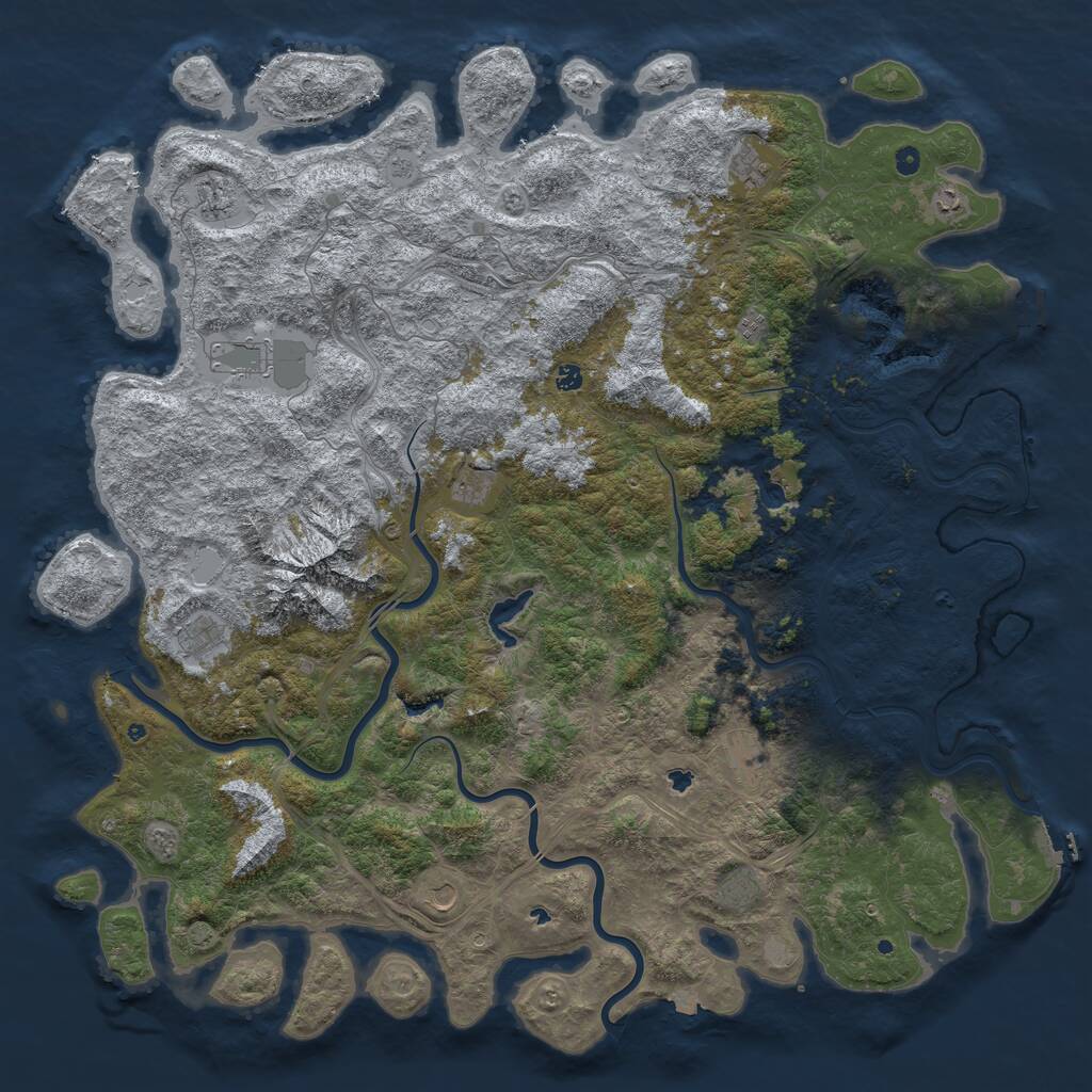 Rust Map: Procedural Map, Size: 6000, Seed: 8519, 17 Monuments