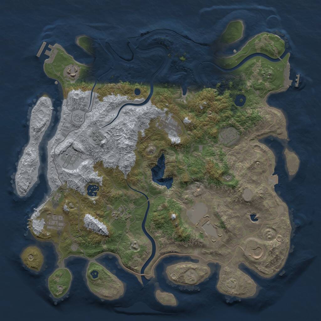 Rust Map: Procedural Map, Size: 4000, Seed: 1482475, 16 Monuments