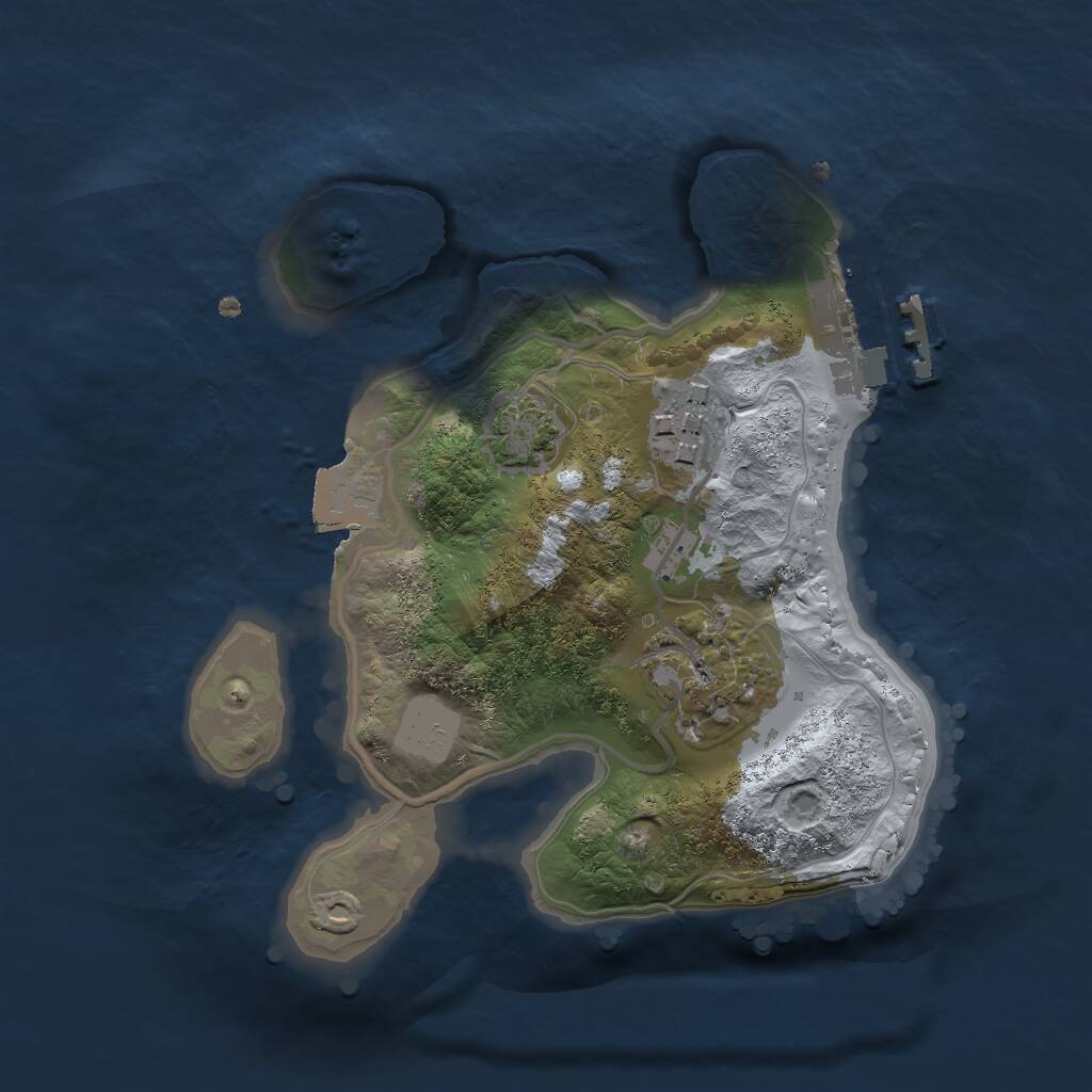 Rust Map: Procedural Map, Size: 2000, Seed: 7081966, 5 Monuments