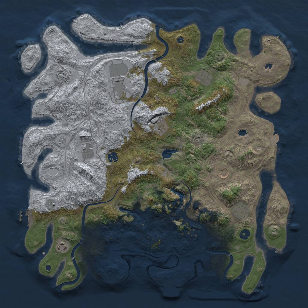 Rust Map: Procedural Map, Size: 4500, Seed: 71675, 16 Monuments