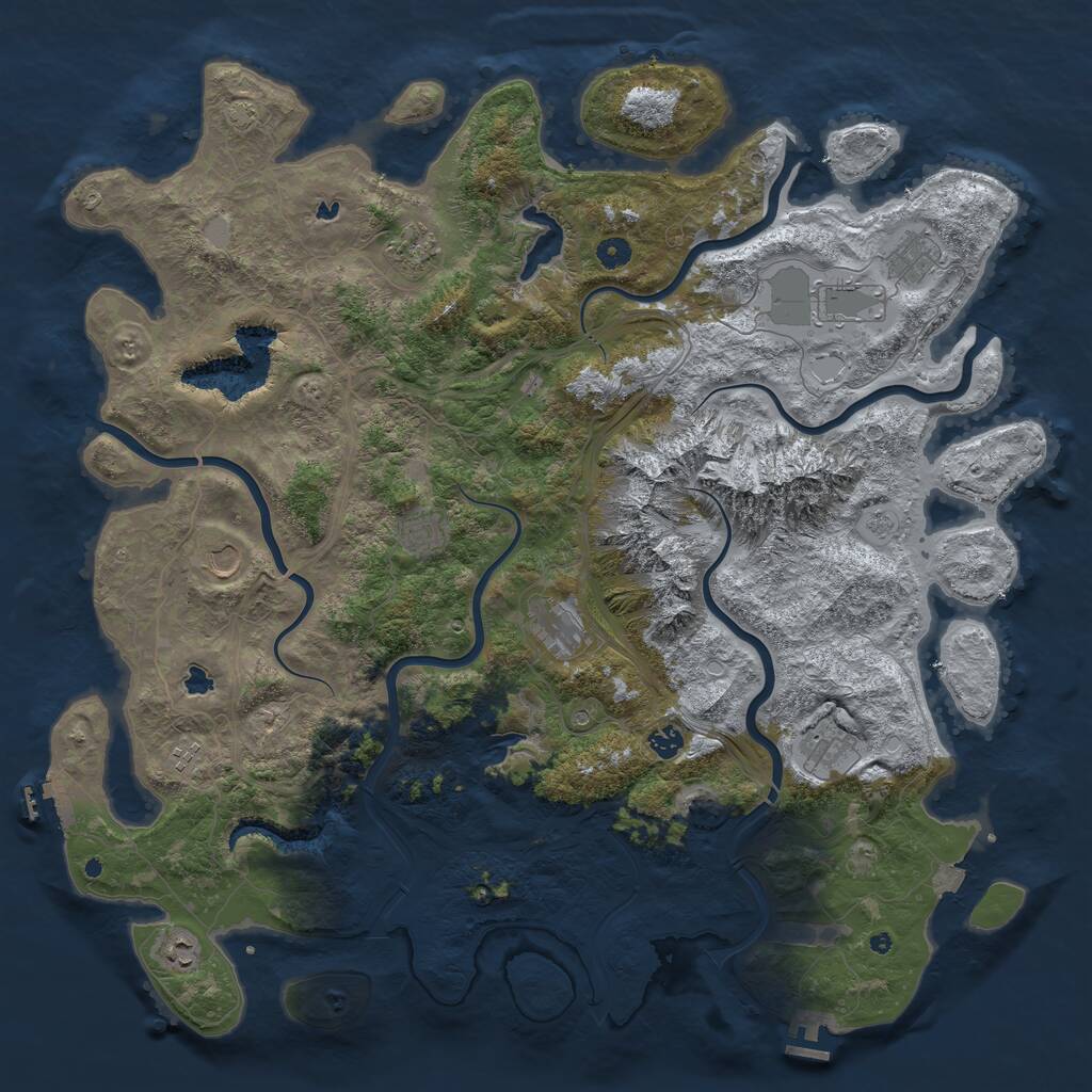 Rust Map: Procedural Map, Size: 5000, Seed: 1463860522, 16 Monuments