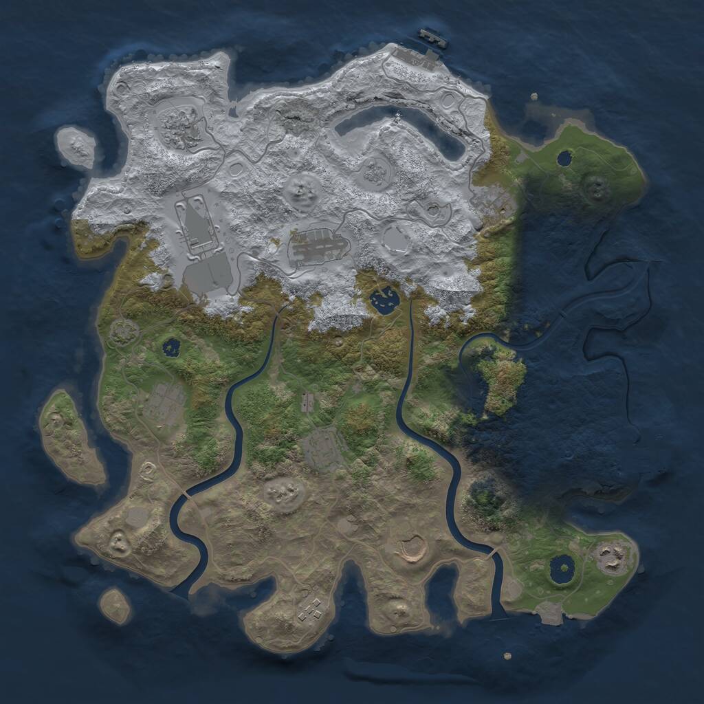 Rust Map: Procedural Map, Size: 3850, Seed: 1181666525, 16 Monuments