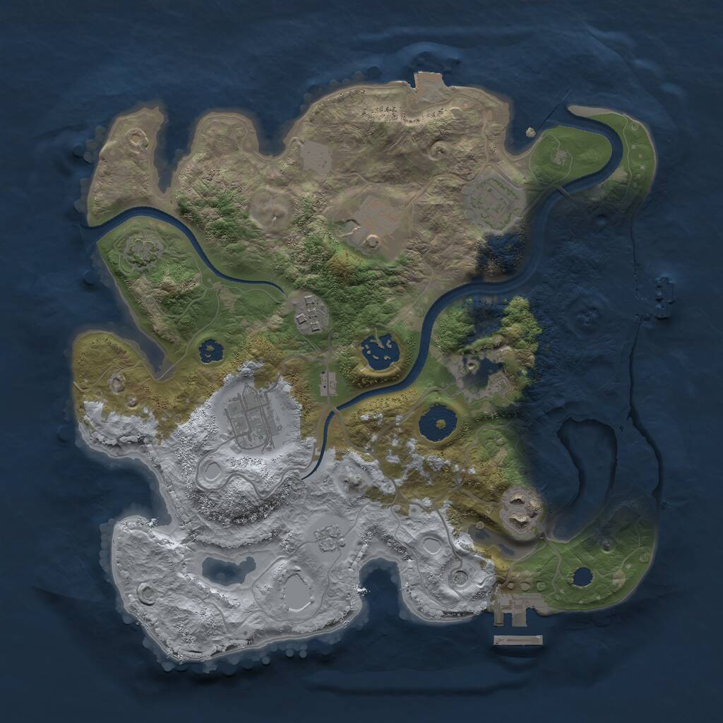 Rust Map: Procedural Map, Size: 3000, Seed: 23992, 13 Monuments
