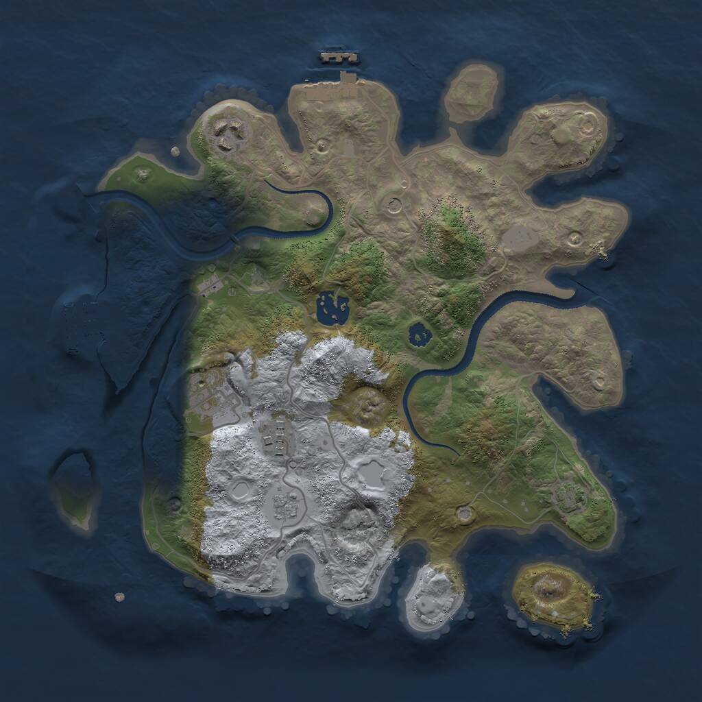 Rust Map: Procedural Map, Size: 3000, Seed: 1677724139, 10 Monuments