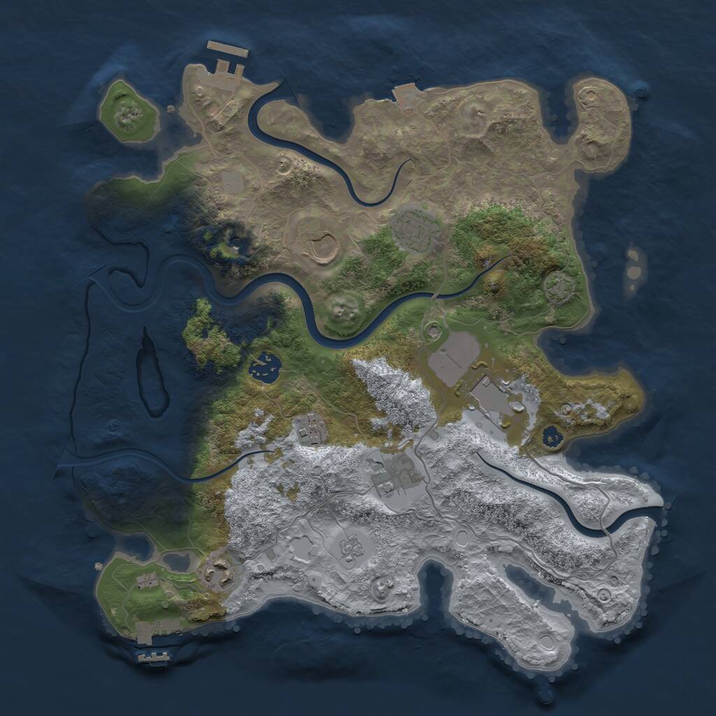 Rust Map: Procedural Map, Size: 3500, Seed: 890955, 13 Monuments