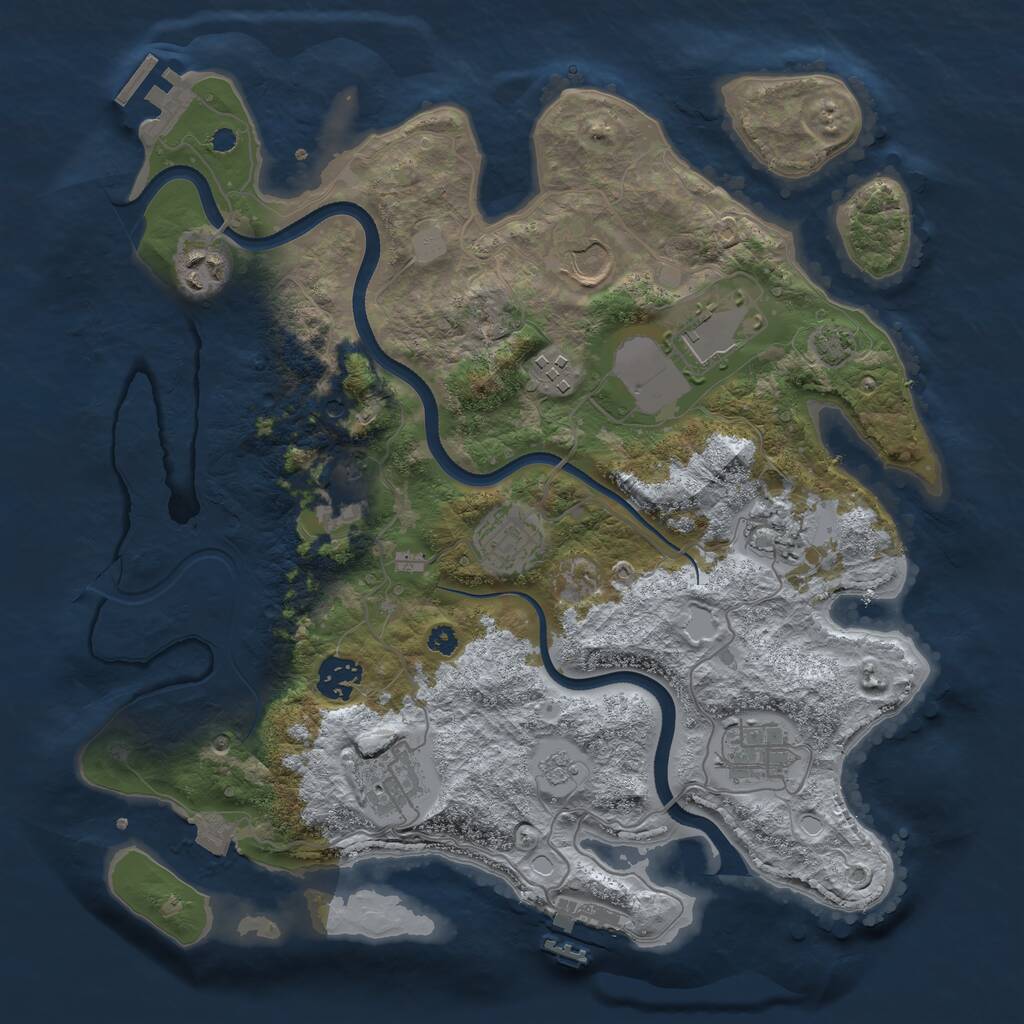 Rust Map: Procedural Map, Size: 3500, Seed: 1628898280, 16 Monuments