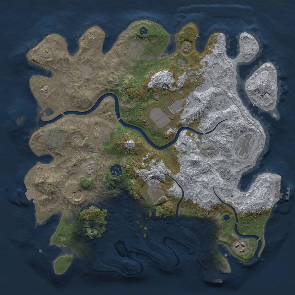 Rust Map: Procedural Map, Size: 3750, Seed: 585443061, 17 Monuments