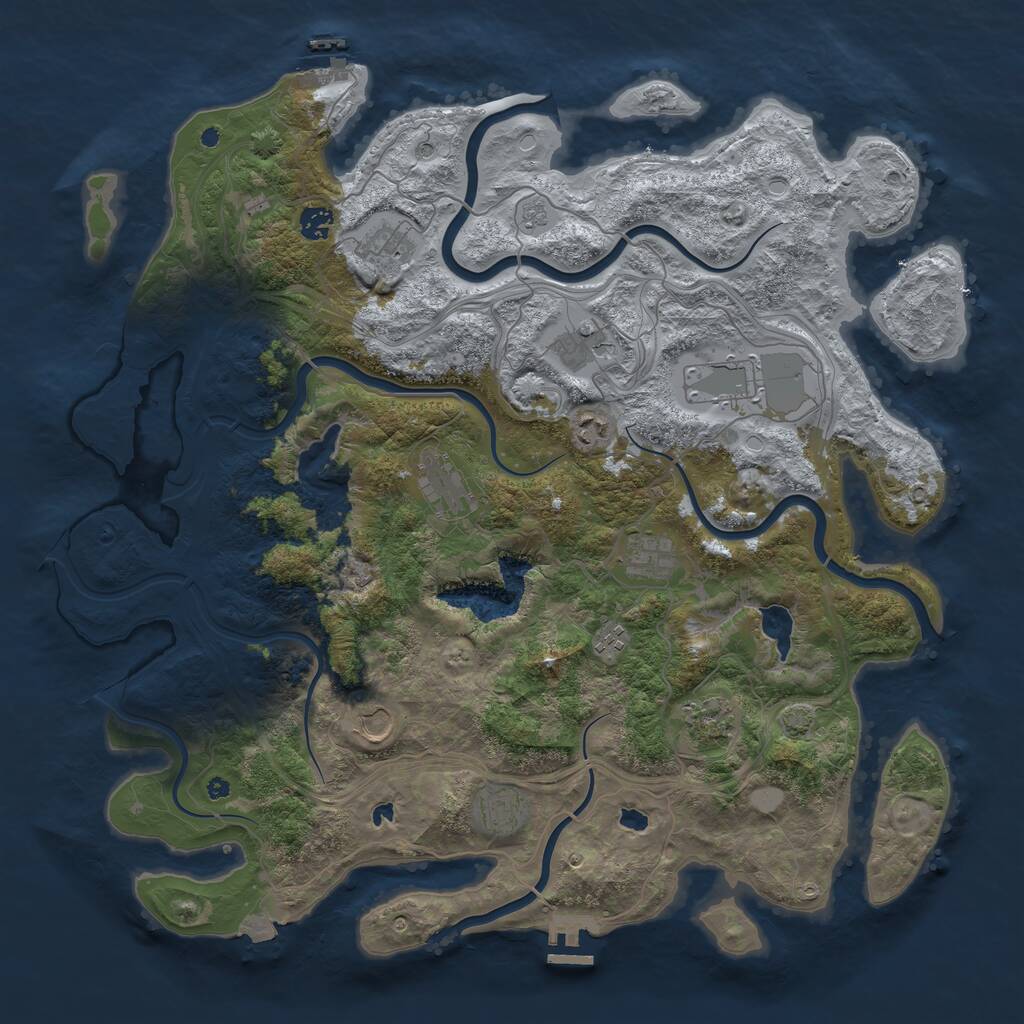 Rust Map: Procedural Map, Size: 4500, Seed: 694218603, 17 Monuments