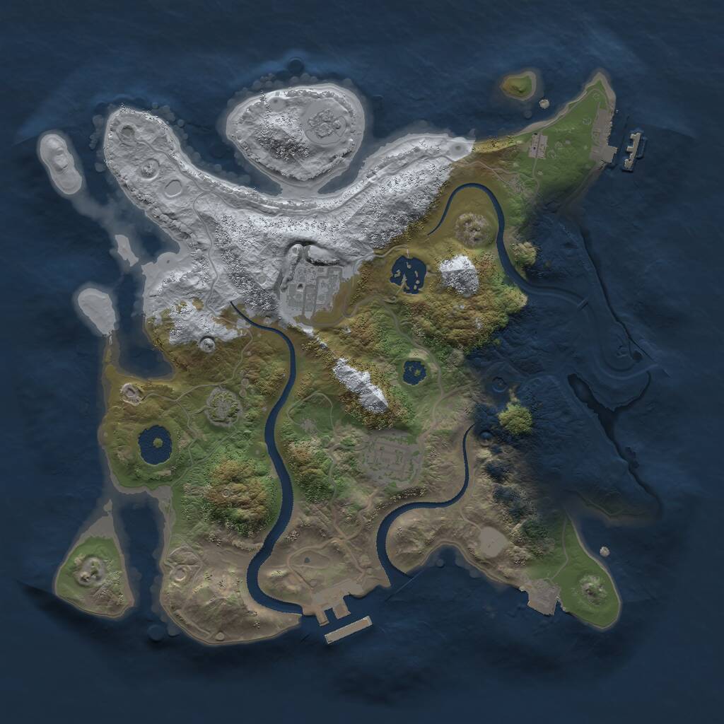 Rust Map: Procedural Map, Size: 3000, Seed: 50213, 9 Monuments