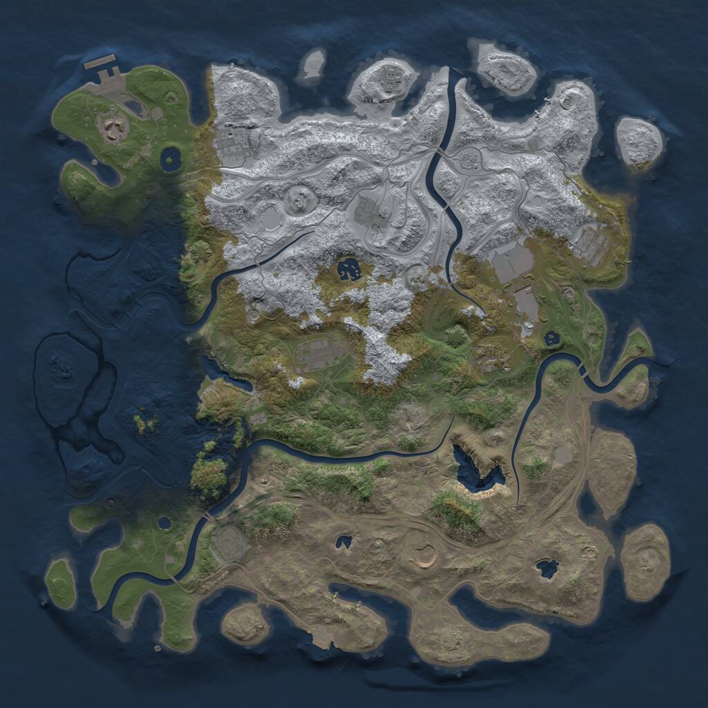 Rust Map: Procedural Map, Size: 4500, Seed: 52312, 16 Monuments