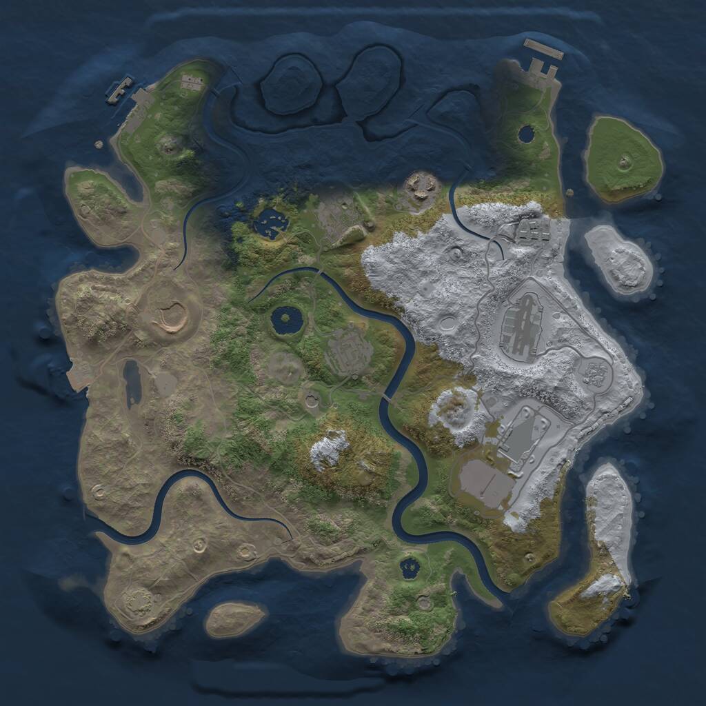 Rust Map: Procedural Map, Size: 3500, Seed: 934606353, 14 Monuments