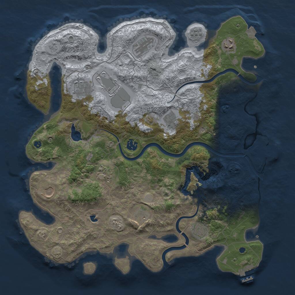 Rust Map: Procedural Map, Size: 4000, Seed: 836686711, 17 Monuments