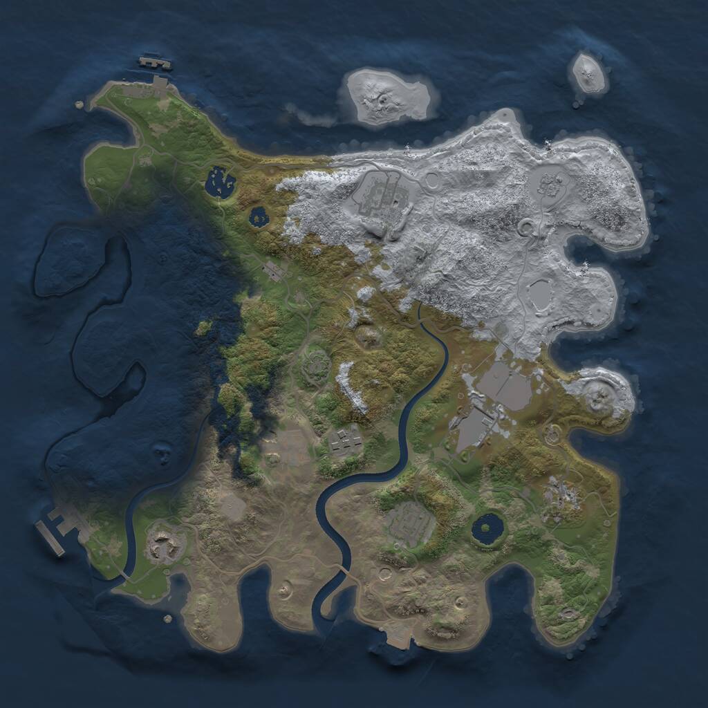 Rust Map: Procedural Map, Size: 3500, Seed: 1247782478, 14 Monuments