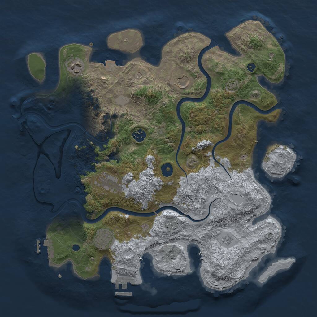 Rust Map: Procedural Map, Size: 3700, Seed: 51466554, 12 Monuments