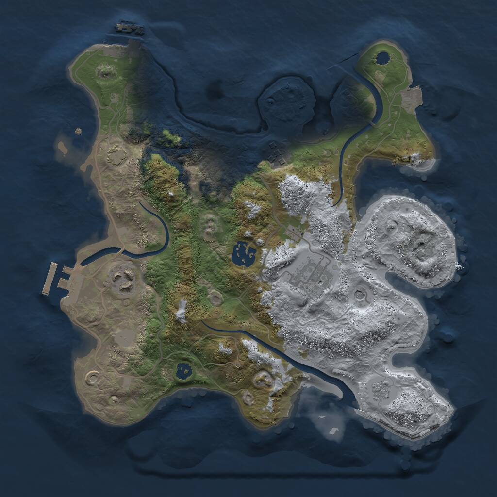 Rust Map: Procedural Map, Size: 3000, Seed: 2233, 10 Monuments