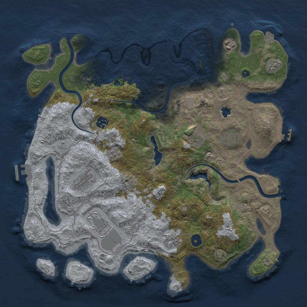 Rust Map: Procedural Map, Size: 4000, Seed: 991498562, 14 Monuments