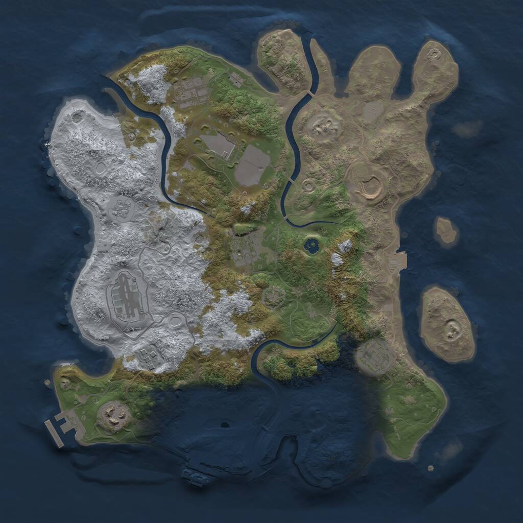 Rust Map: Procedural Map, Size: 3500, Seed: 1961064276, 14 Monuments