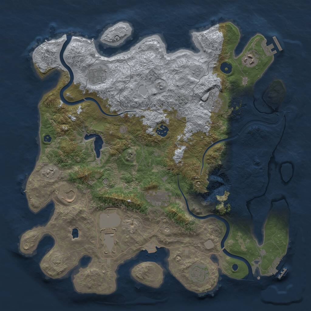 Rust Map: Procedural Map, Size: 4000, Seed: 7081974, 15 Monuments