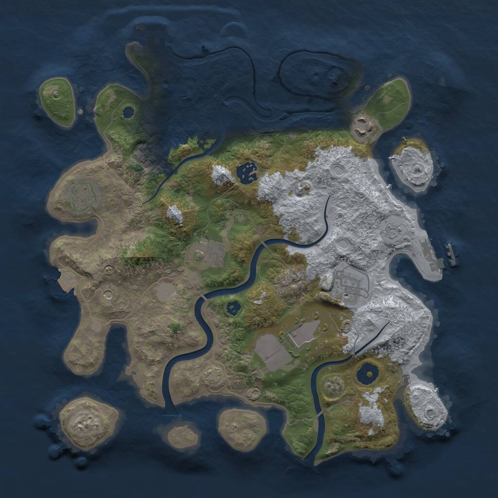Rust Map: Procedural Map, Size: 3500, Seed: 534722, 13 Monuments